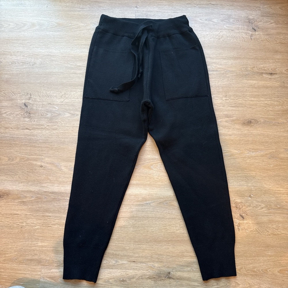 Zara Knit Cozy Black Knit Drawstring Joggers Small